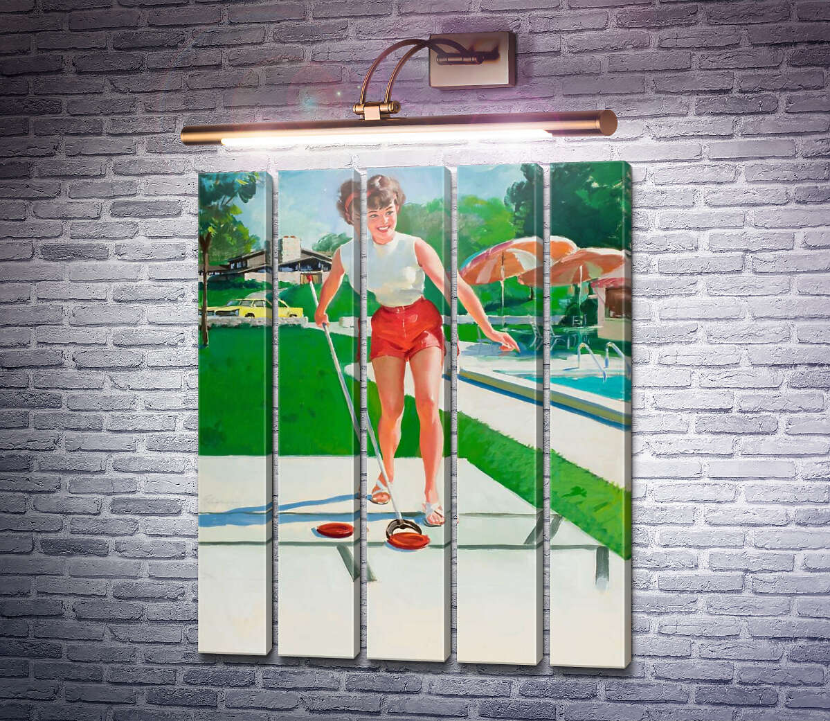 Модульная картина Игрок в Шаффлборд (Модуль №26) Джил Элвгрен (Gil Elvgren)
