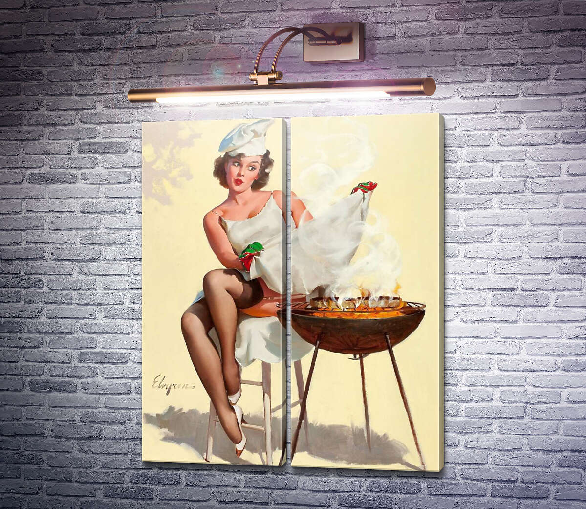 Модульная картина Барбекю (Модуль №6) Джил Элвгрен (Gil Elvgren)