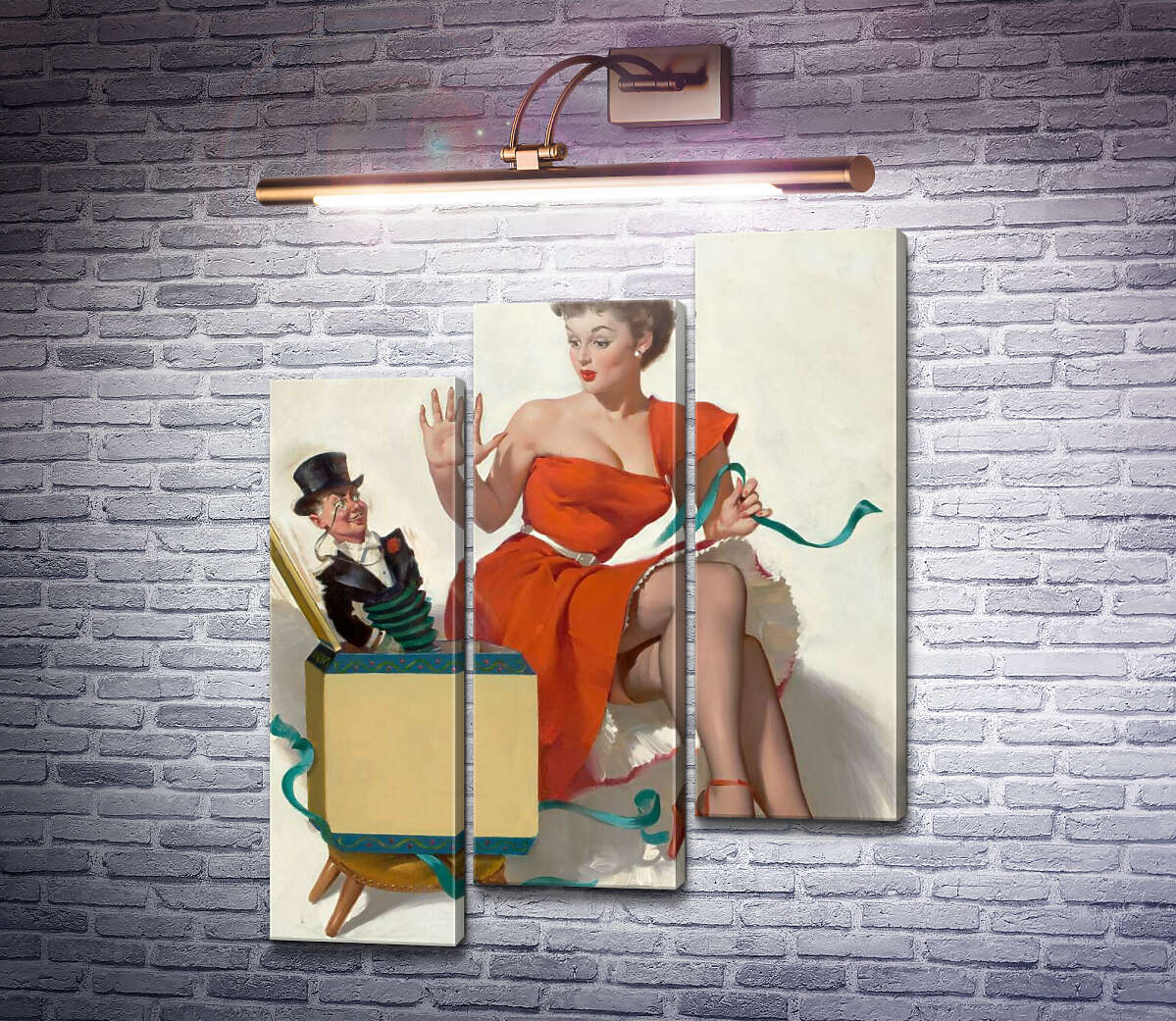 Модульная картина Сюрприз (Модуль №14) Джил Элвгрен (Gil Elvgren)