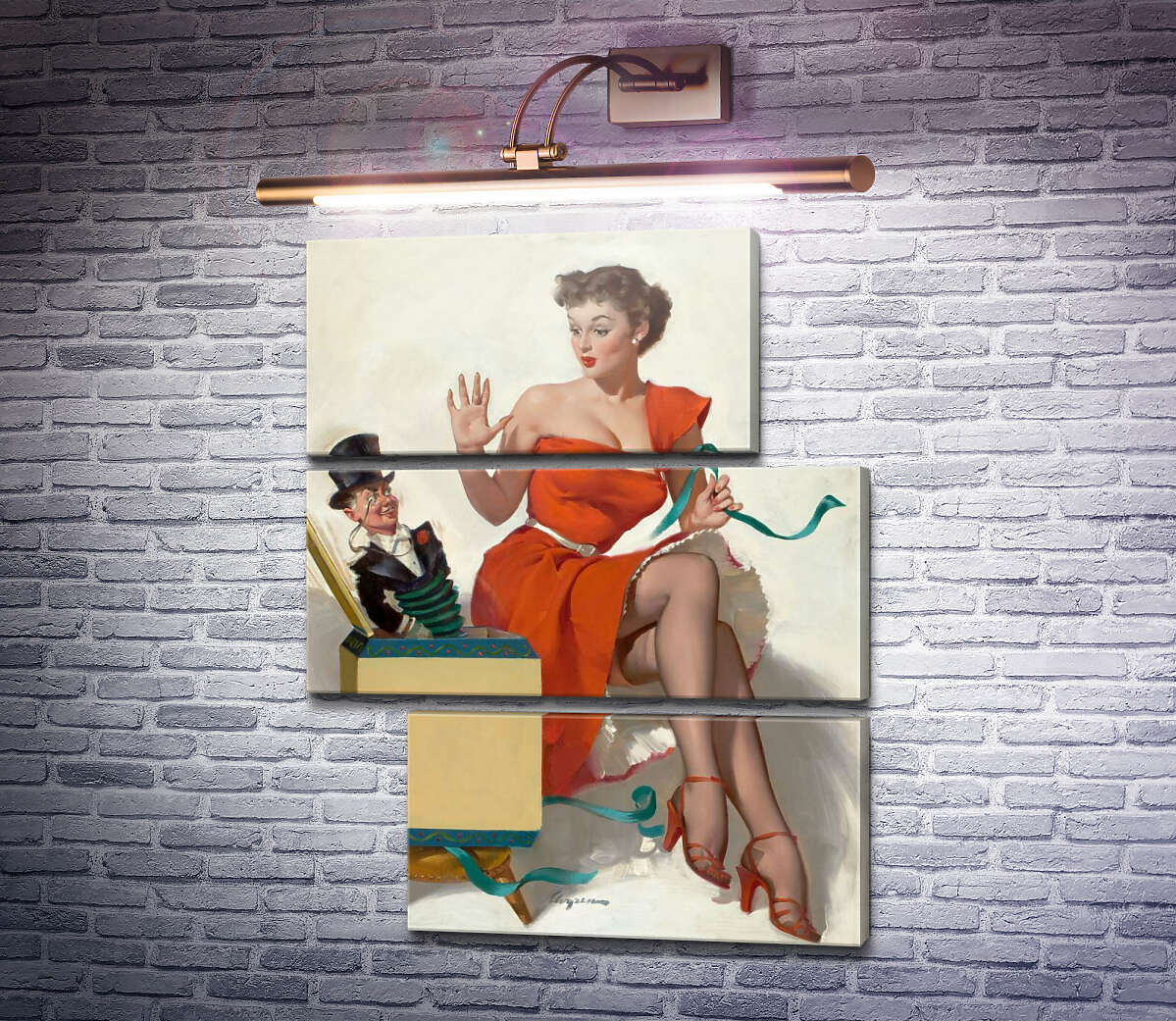 Модульная картина Сюрприз (Модуль №16) Джил Элвгрен (Gil Elvgren)