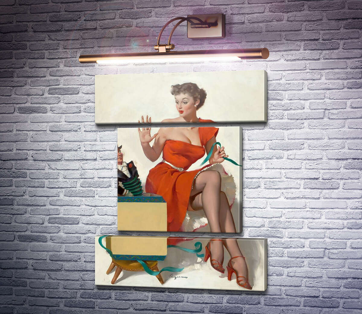 Модульна картина Сюрприз (Модуль №18) Джил Елвгрен (Gil Elvgren) Модульна картина Сюрприз (Модуль №18) Джил Елвгрен (Gil Elvgren)