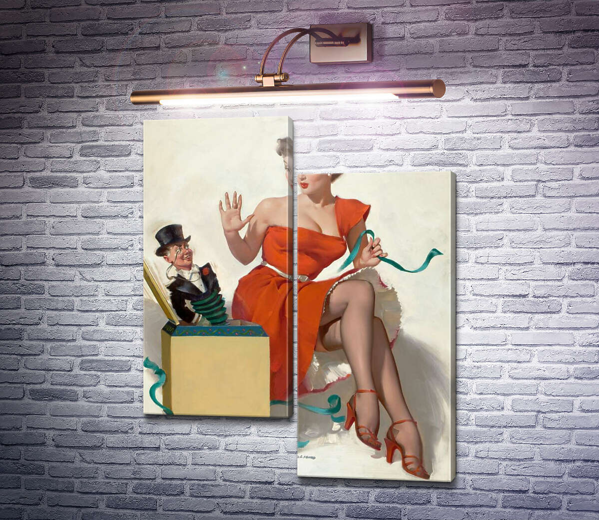 Модульная картина Сюрприз (Модуль №9) Джил Элвгрен (Gil Elvgren) Модульная картина Сюрприз (Модуль №9) Джил Элвгрен (Gil Elvgren)