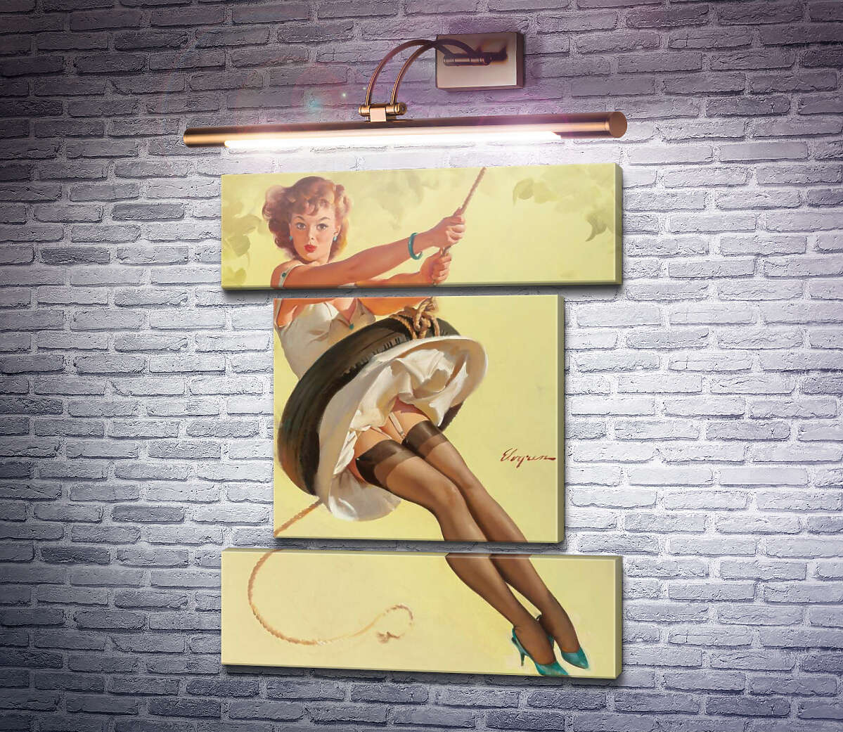 Модульная картина Качели (Модуль №18) Джил Элвгрен (Gil Elvgren)