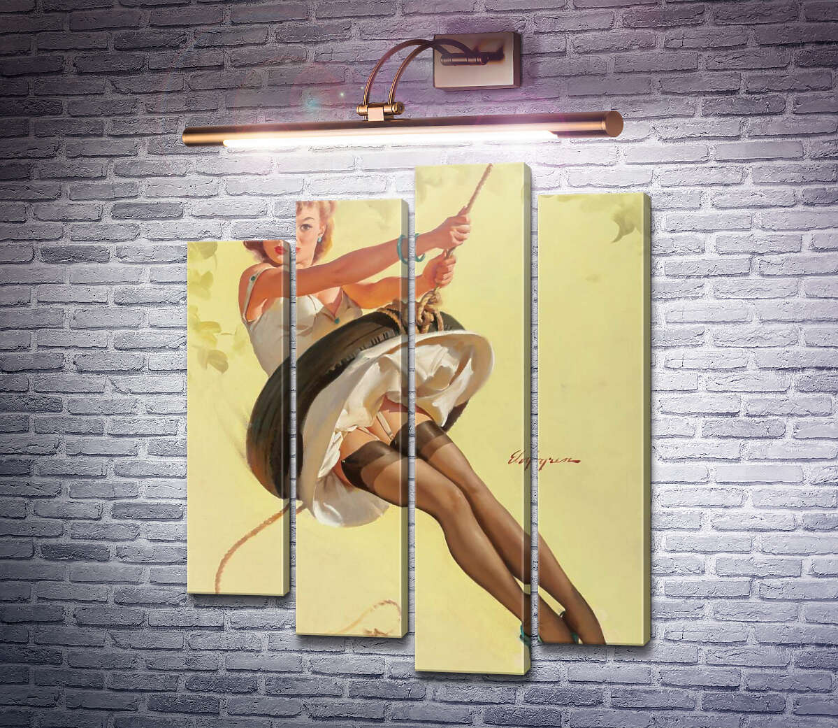 Модульная картина Качели (Модуль №3) Джил Элвгрен (Gil Elvgren)