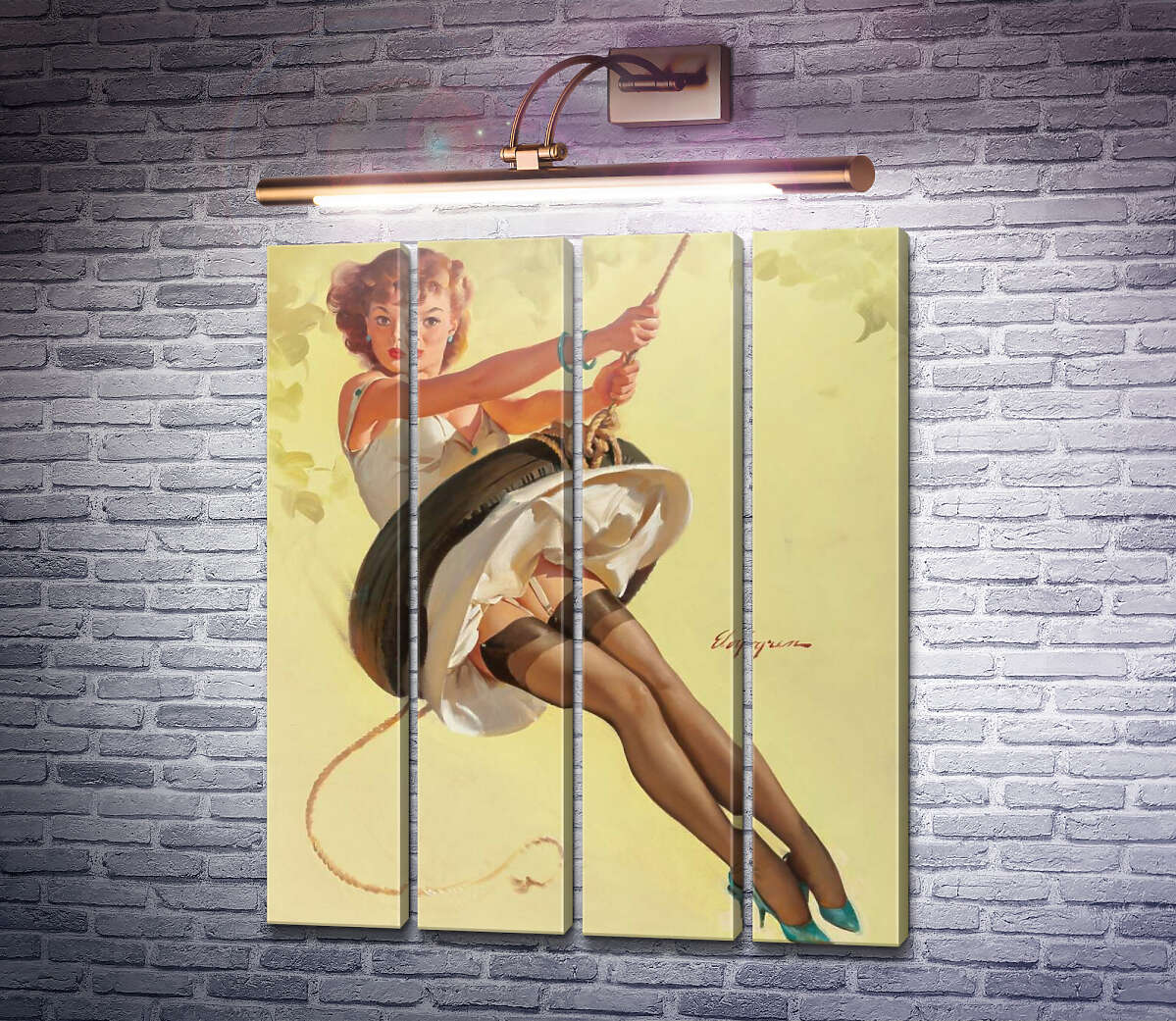 Модульная картина Качели (Модуль №24) Джил Элвгрен (Gil Elvgren)