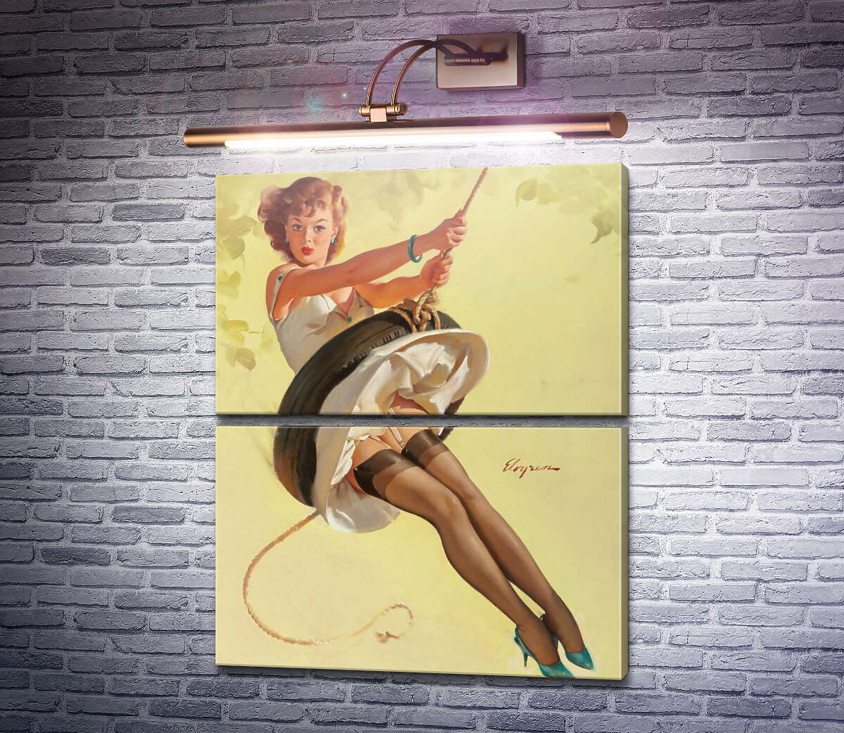 Модульная картина Качели (Модуль №7) Джил Элвгрен (Gil Elvgren)