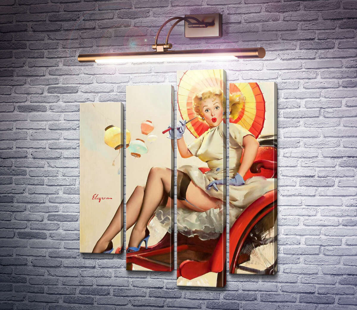 Модульная картина Что-то не так? (Модуль №3) Джил Элвгрен (Gil Elvgren)