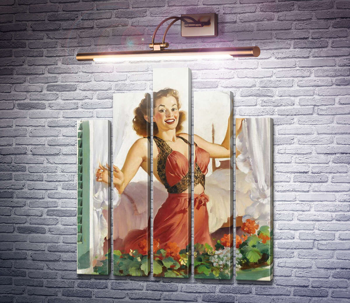 Модульна картина Жінка у вікні (Модуль №29) Джил Елвгрен (Gil Elvgren)