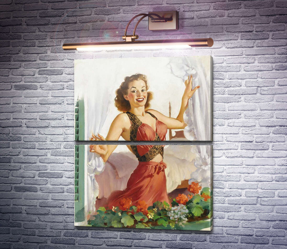 Модульна картина Жінка у вікні (Модуль №7) Джил Елвгрен (Gil Elvgren) Модульна картина Жінка у вікні (Модуль №7) Джил Елвгрен (Gil Elvgren)