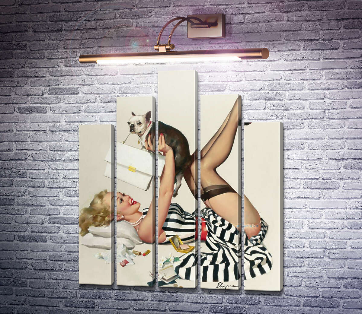 Модульна картина Щасливий пес (Модуль №29) Джил Елвгрен (Gil Elvgren) Модульна картина Щасливий пес (Модуль №29) Джил Елвгрен (Gil Elvgren)