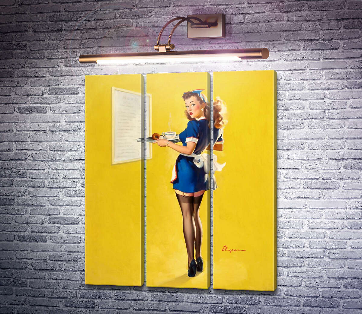 Модульна картина Офіціантка (Модуль №2) Джил Елвгрен (Gil Elvgren)