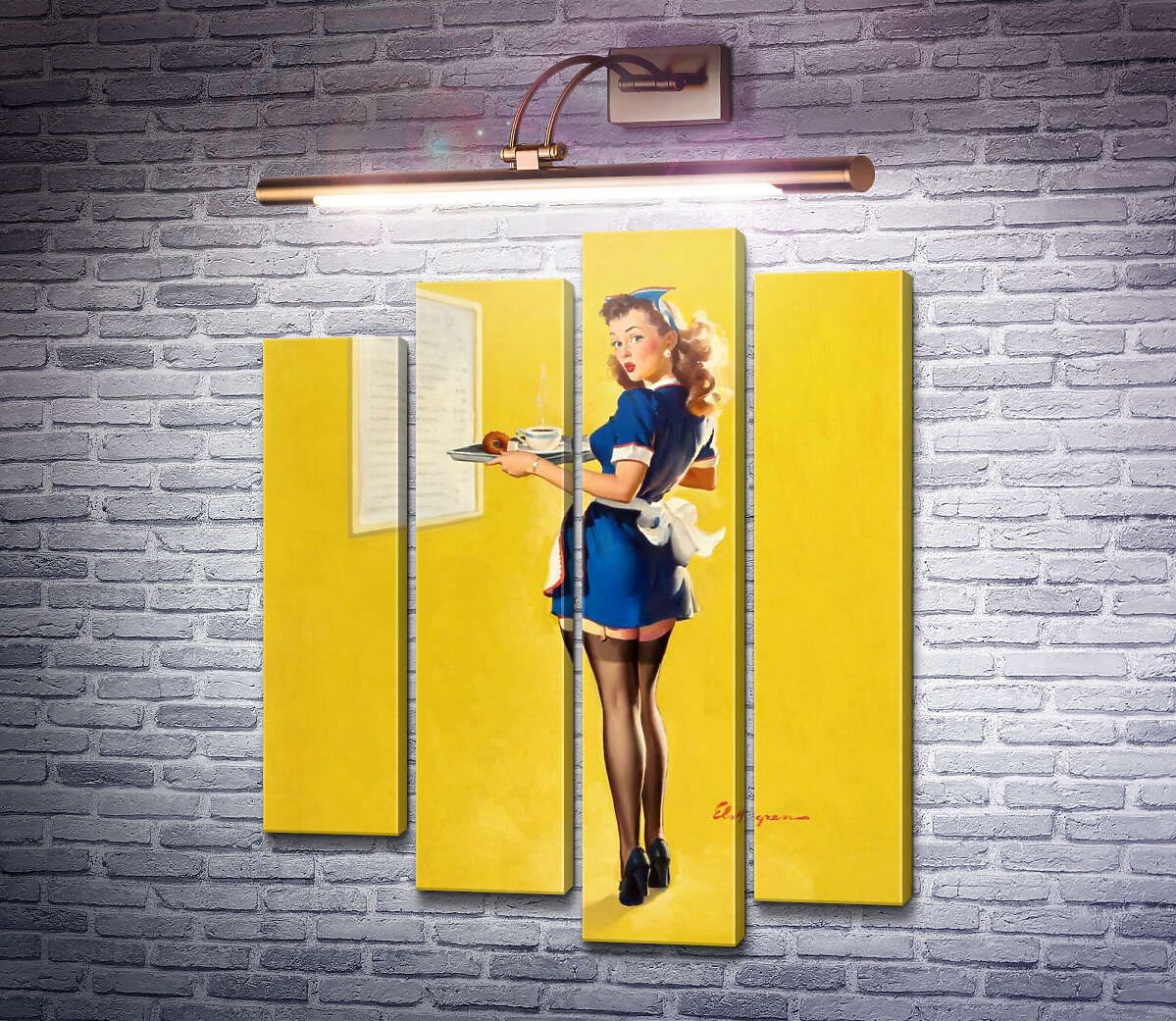 Модульная картина Официантка (Модуль №3) Джил Элвгрен (Gil Elvgren) Модульная картина Официантка (Модуль №3) Джил Элвгрен (Gil Elvgren)