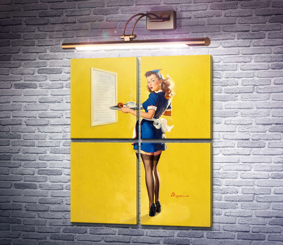Модульна картина Офіціантка (Модуль №25) Джил Елвгрен (Gil Elvgren) Модульна картина Офіціантка (Модуль №25) Джил Елвгрен (Gil Elvgren)