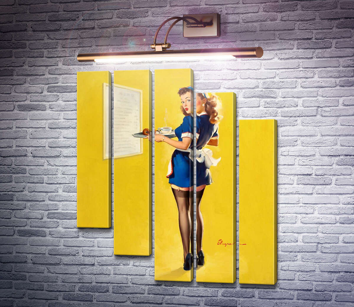 Модульная картина Официантка (Модуль №28) Джил Элвгрен (Gil Elvgren)
