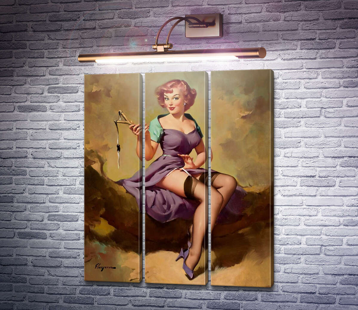 Модульна картина Рогатка (Модуль №2) Джил Елвгрен (Gil Elvgren)