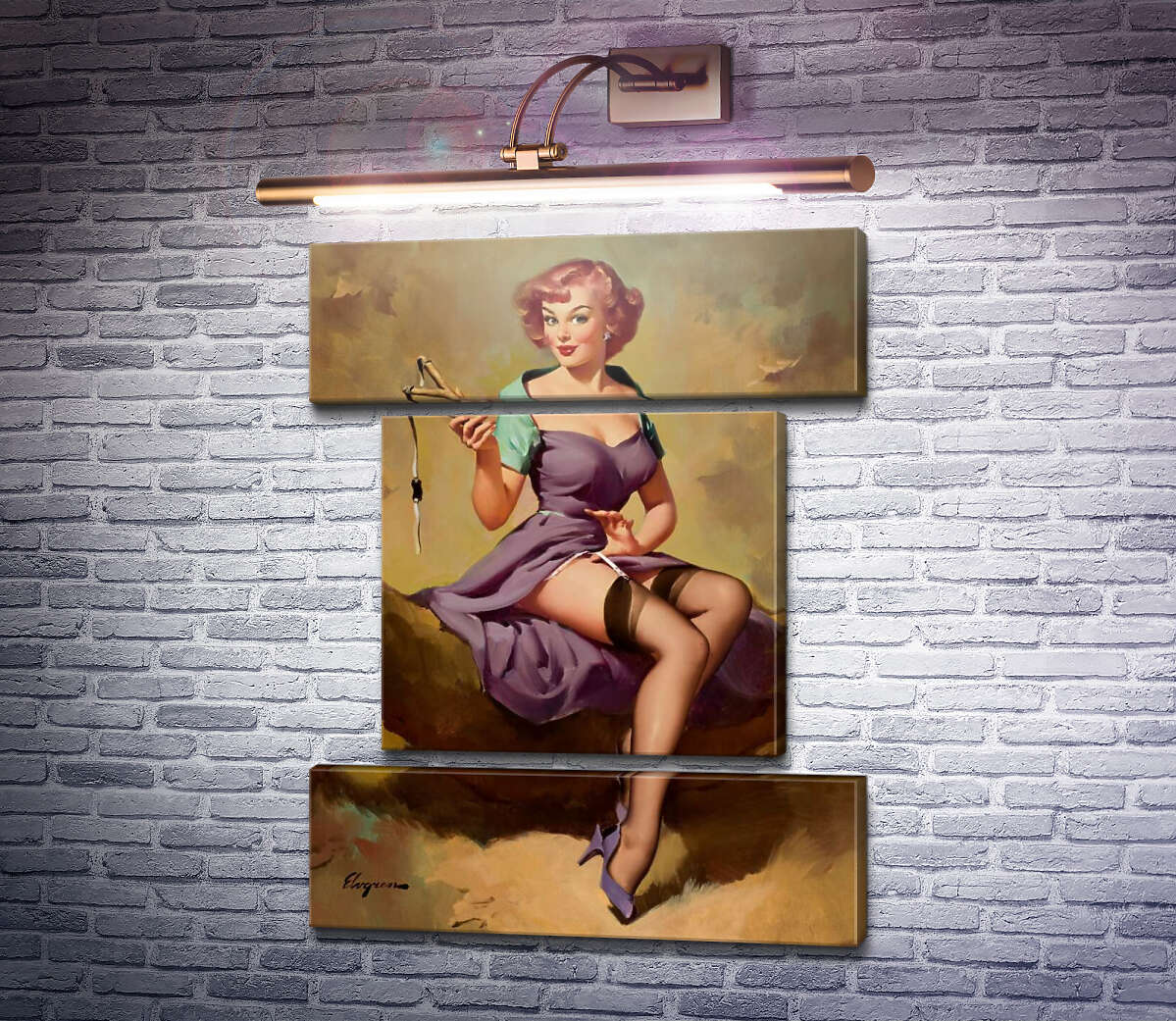 Модульная картина Рогатка (Модуль №18) Джил Элвгрен (Gil Elvgren)