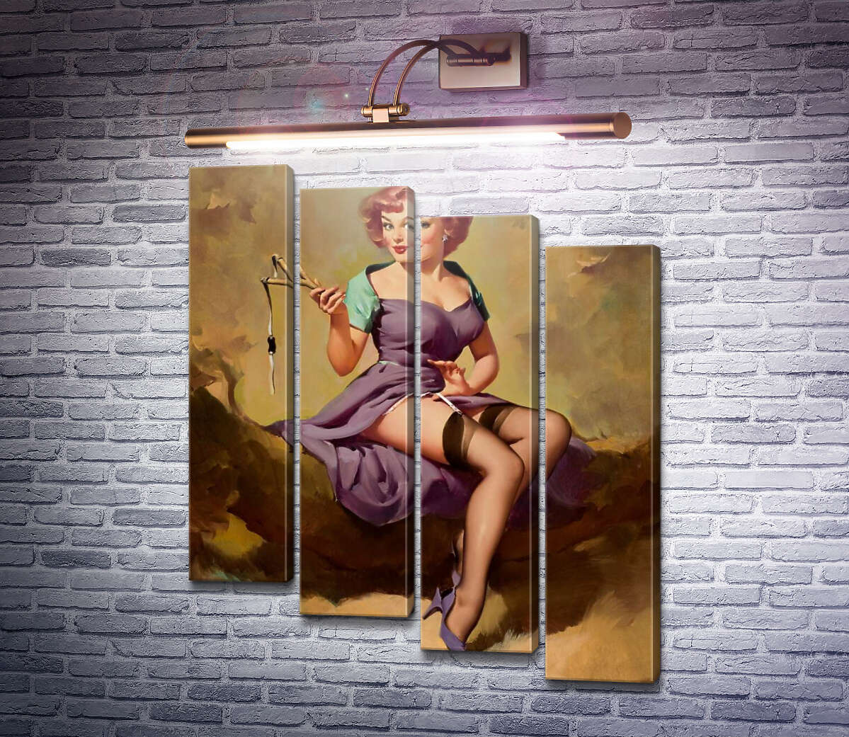Модульная картина Рогатка (Модуль №19) Джил Элвгрен (Gil Elvgren)