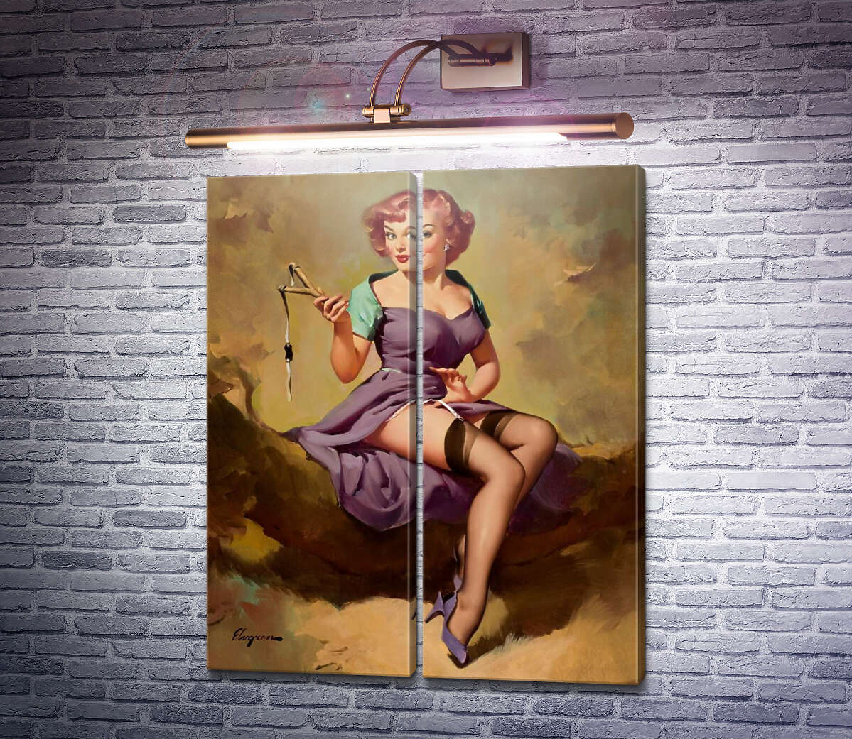 Модульная картина Рогатка (Модуль №6) Джил Элвгрен (Gil Elvgren)