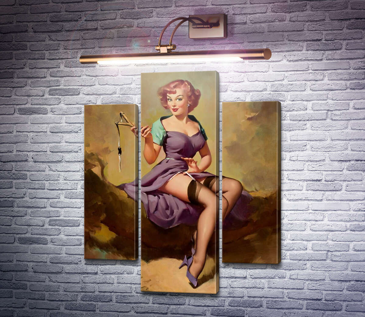 Модульна картина Рогатка (Модуль №10) Джил Елвгрен (Gil Elvgren)