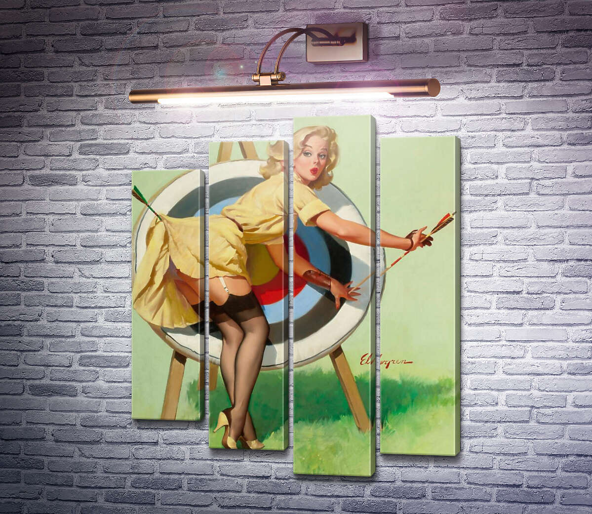 Модульная картина Меткий выстрел (Модуль №3) Джил Элвгрен (Gil Elvgren)
