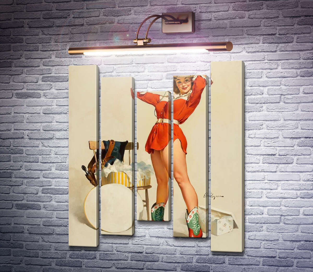 Модульная картина Обновки (Модуль №27) Джил Элвгрен (Gil Elvgren)