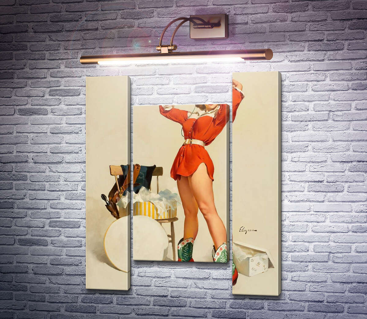 Модульная картина Обновки (Модуль №11) Джил Элвгрен (Gil Elvgren)