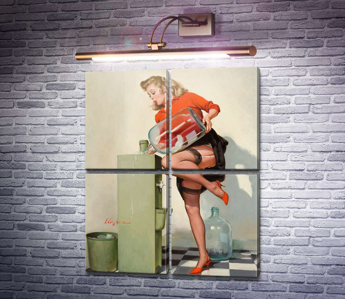 Модульная картина Бодрящее поднятие (Модуль №25) Джил Элвгрен (Gil Elvgren)
