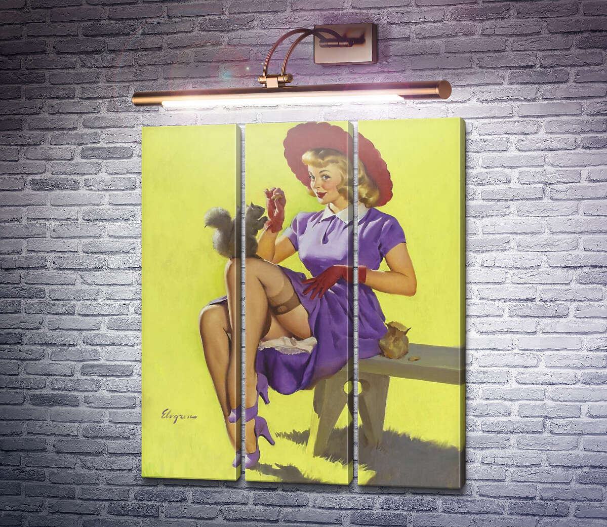 Модульная картина Подружки (Модуль №2) Джил Элвгрен (Gil Elvgren)