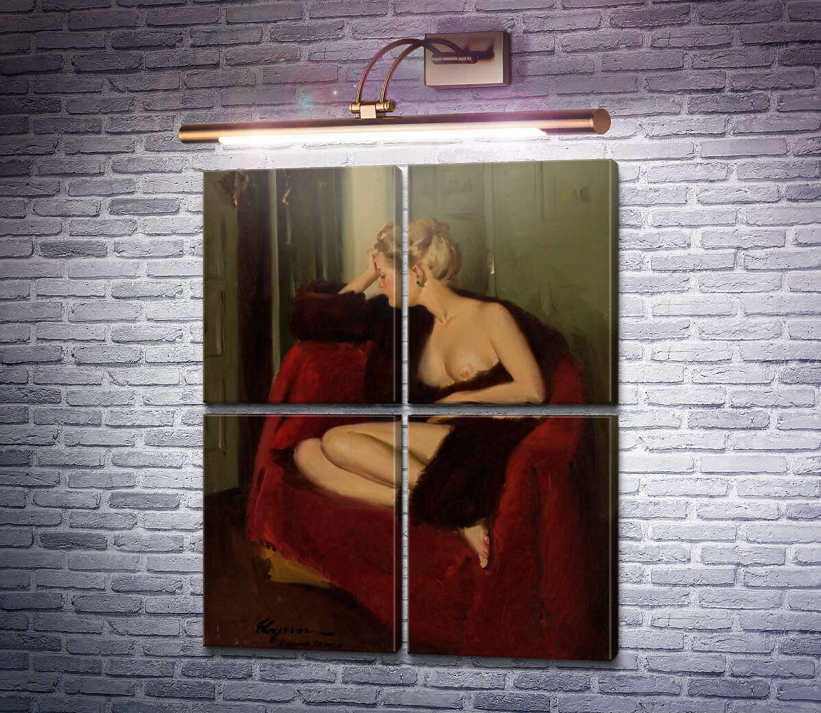 Модульна картина Оголена в кріслі (Модуль №25) Джил Елвгрен (Gil Elvgren)