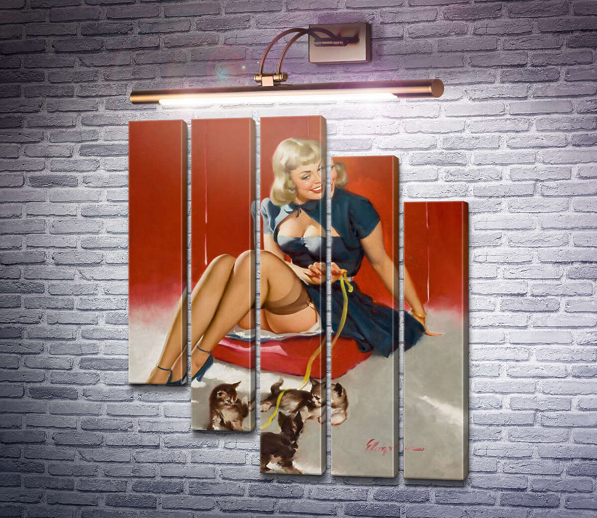 Модульная картина Милые ухищрения (Модуль №28) Джил Элвгрен (Gil Elvgren)