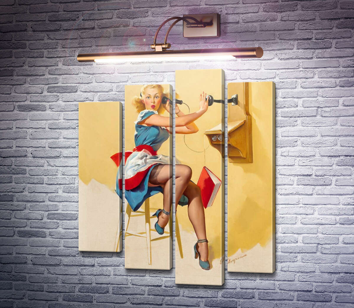 Модульная картина Какая линия? (Модуль №3) Джил Элвгрен (Gil Elvgren)