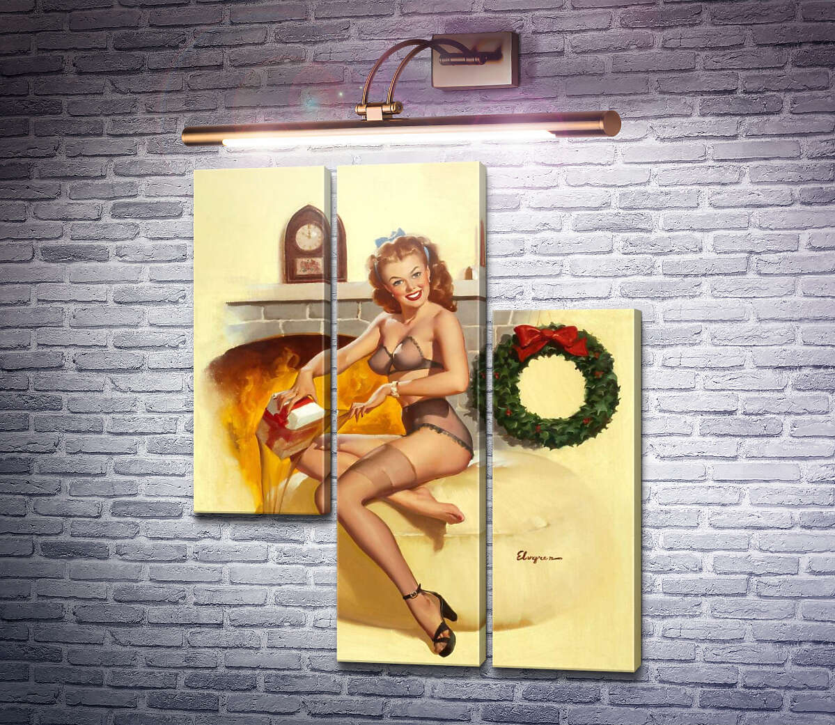 Модульна картина Перед каміном (Модуль №13) Джил Елвгрен (Gil Elvgren)