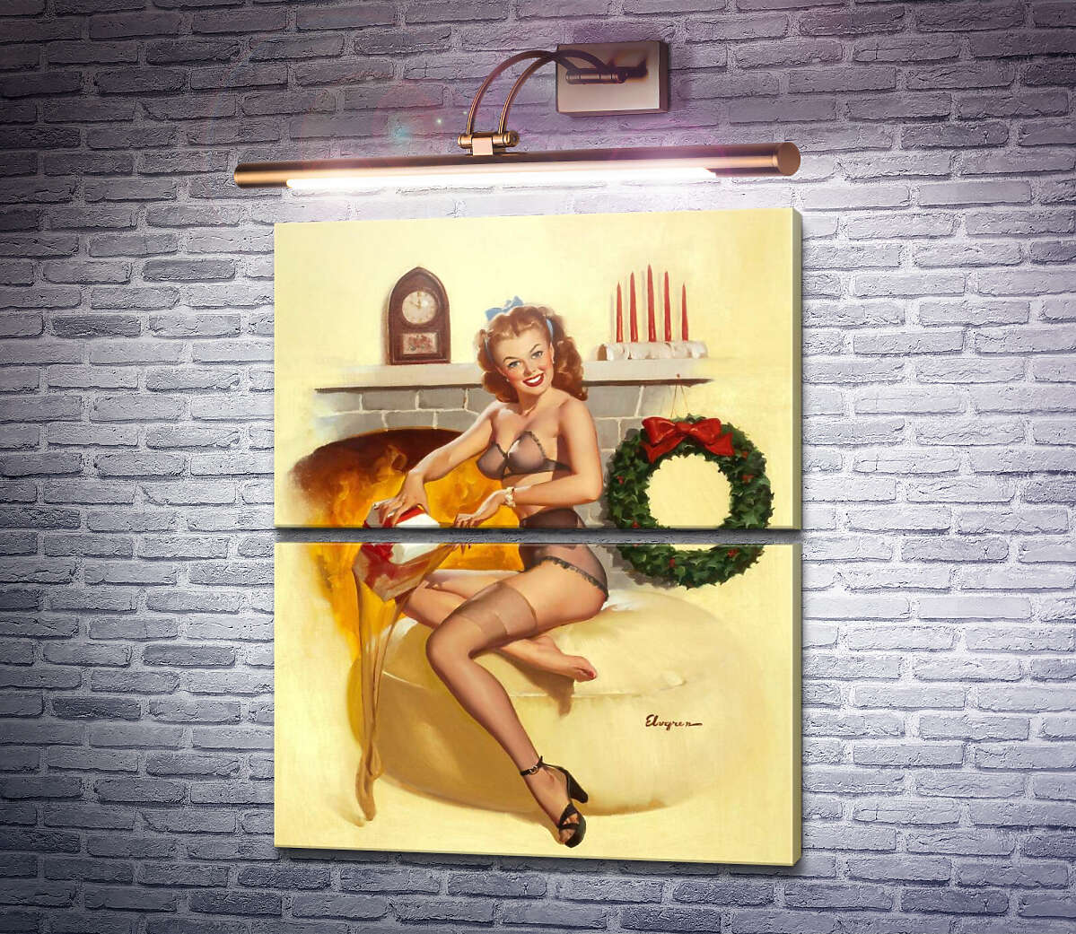 Модульна картина Перед каміном (Модуль №7) Джил Елвгрен (Gil Elvgren)