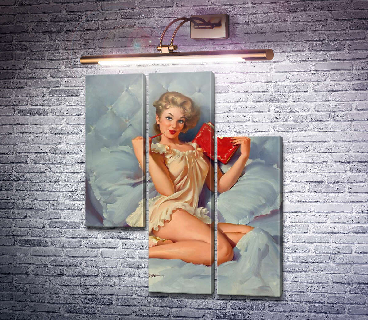 Модульная картина Думаю о тебе (Модуль №13) Джил Элвгрен (Gil Elvgren)