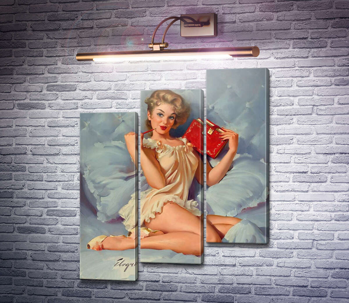 Модульная картина Думаю о тебе (Модуль №14) Джил Элвгрен (Gil Elvgren)