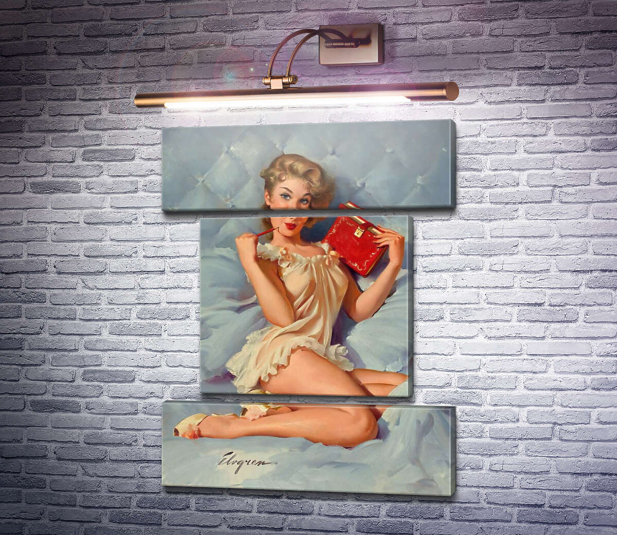Модульна картина Думаю про тебе (Модуль №18) Джил Елвгрен (Gil Elvgren)