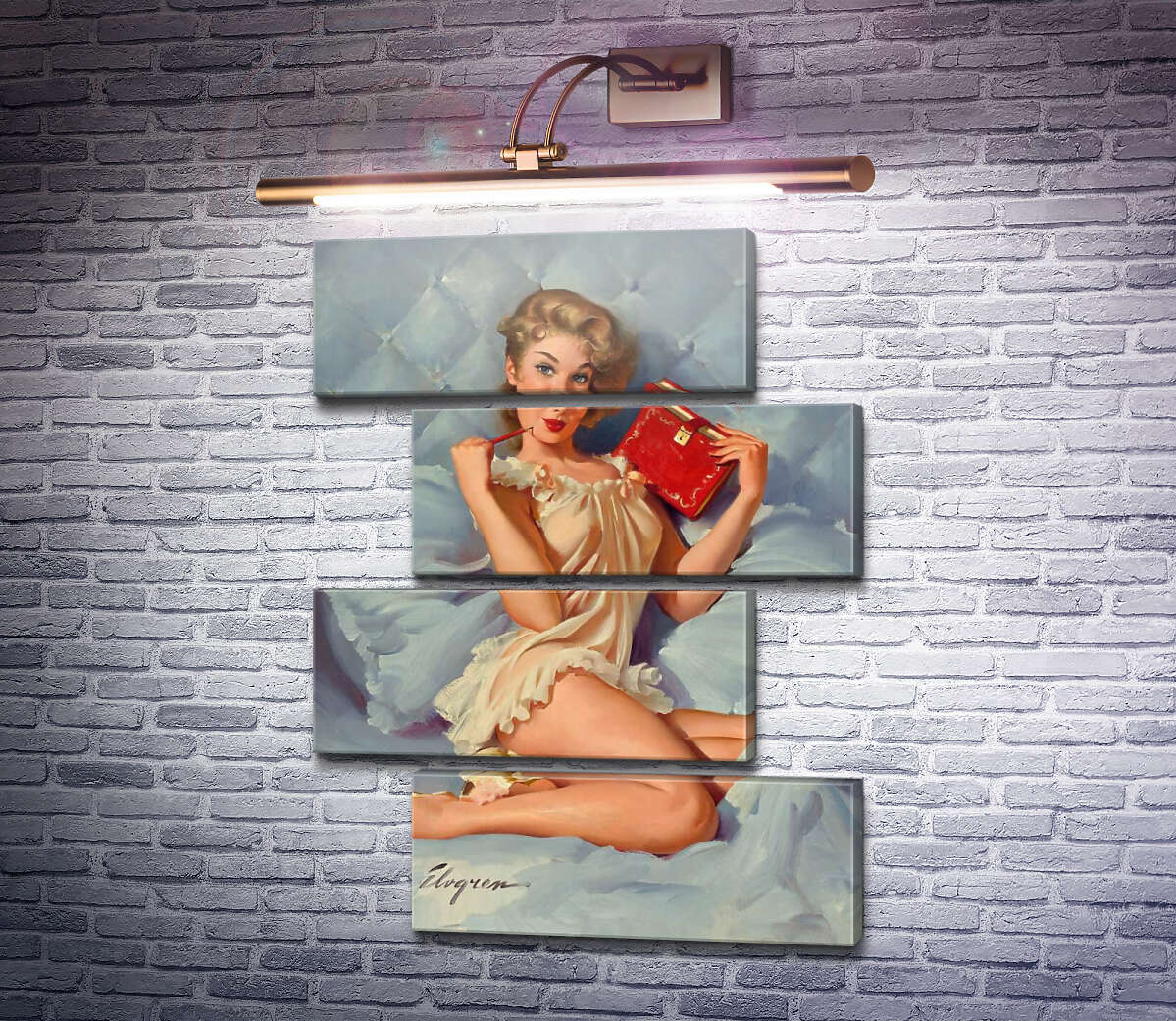 Модульная картина Думаю о тебе (Модуль №23) Джил Элвгрен (Gil Elvgren)