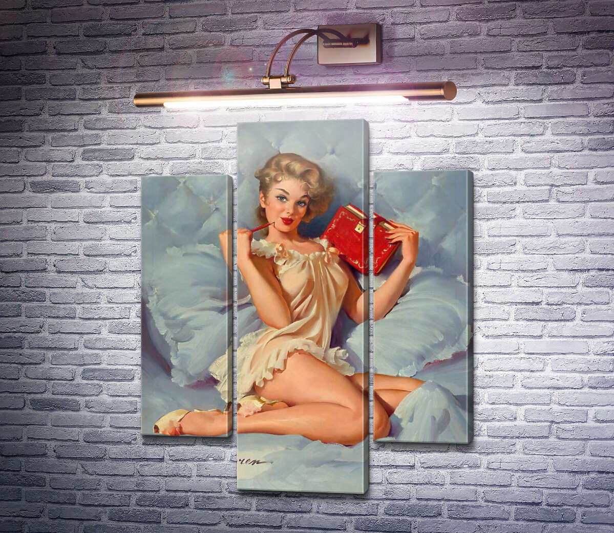 Модульная картина Думаю о тебе (Модуль №10) Джил Элвгрен (Gil Elvgren)
