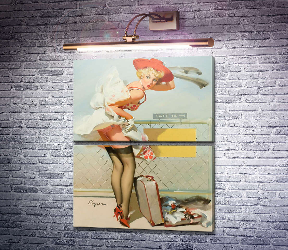 Модульна картина Порив вітру (Модуль №7) Джил Елвгрен (Gil Elvgren) Модульна картина Порив вітру (Модуль №7) Джил Елвгрен (Gil Elvgren)