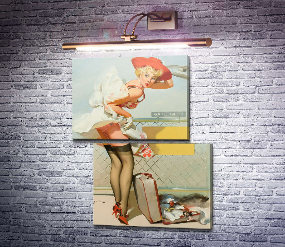 Модульная картина Порыв ветра (Модуль №8) Джил Элвгрен (Gil Elvgren)