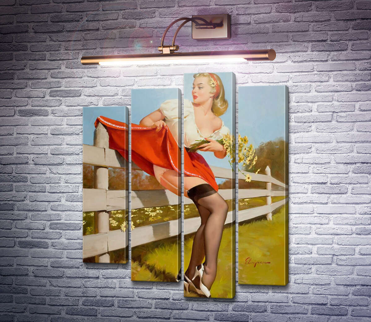Модульная картина На заборе (Модуль №3) Джил Элвгрен (Gil Elvgren) Модульная картина На заборе (Модуль №3) Джил Элвгрен (Gil Elvgren)