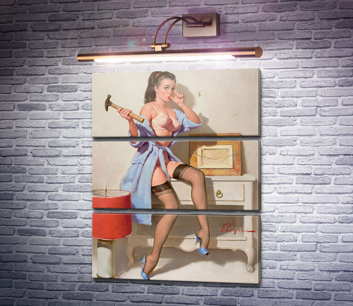 Модульна картина Неправильний цвях (Модуль №15) Джил Елвгрен (Gil Elvgren)
