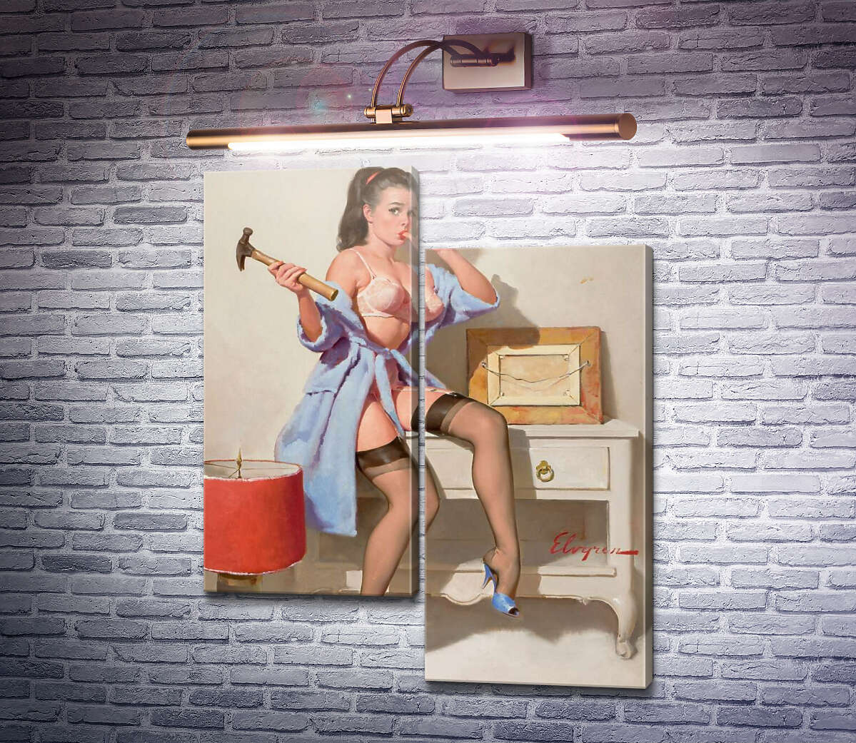 Модульна картина Неправильний цвях (Модуль №9) Джил Елвгрен (Gil Elvgren)
