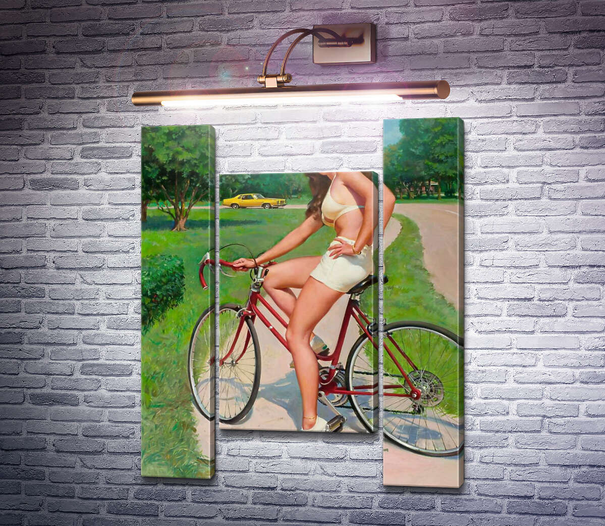 Модульная картина Девушка на велосипеде (Модуль №11) Джил Элвгрен (Gil Elvgren)