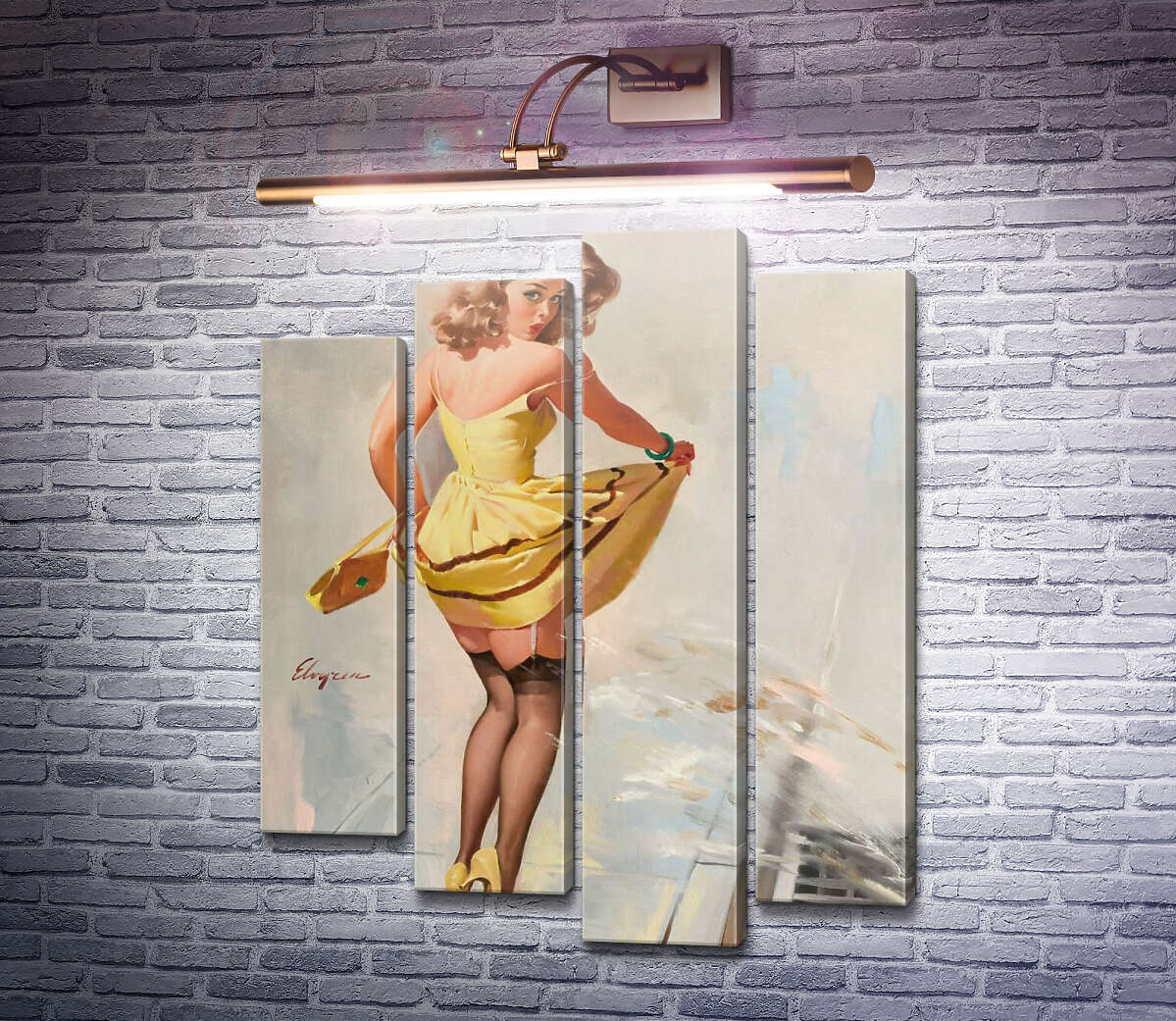 Модульна картина Облита лялечка (Модуль №3) Джил Елвгрен (Gil Elvgren)