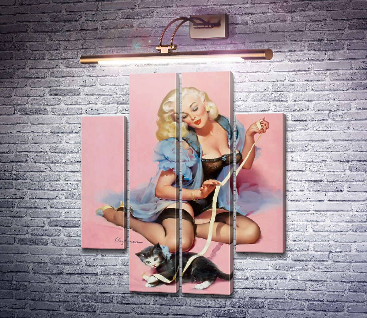 Модульна картина Муркотлива парочка (Модуль №20) Джил Елвгрен (Gil Elvgren)