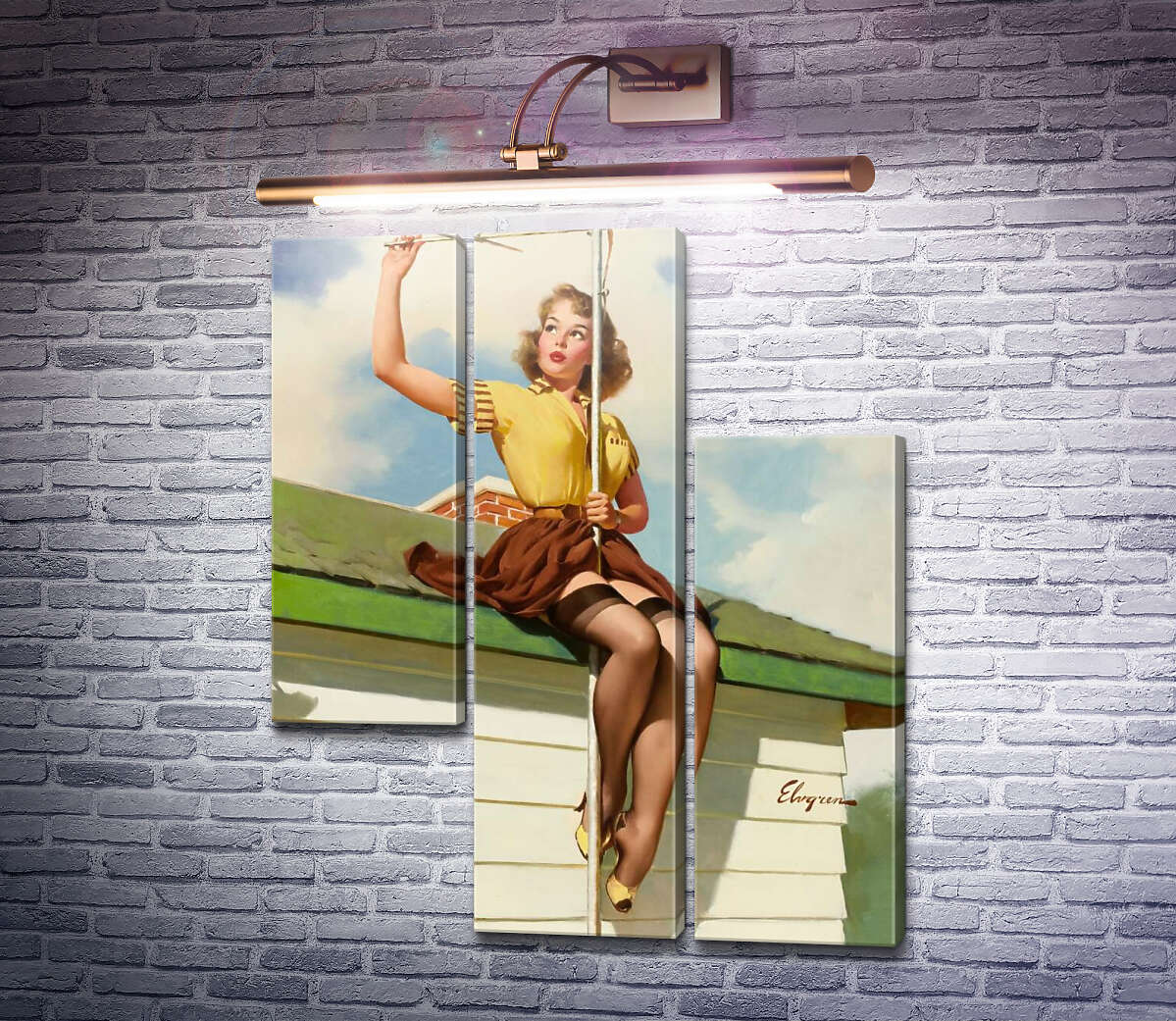 Модульна картина На даху будинку (Модуль №13) Джил Елвгрен (Gil Elvgren)
