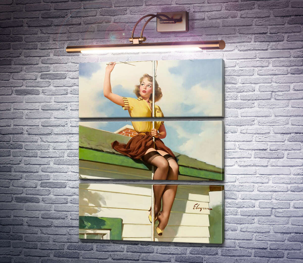 Модульная картина На крыше дома (Модуль №15) Джил Элвгрен (Gil Elvgren) Модульная картина На крыше дома (Модуль №15) Джил Элвгрен (Gil Elvgren)