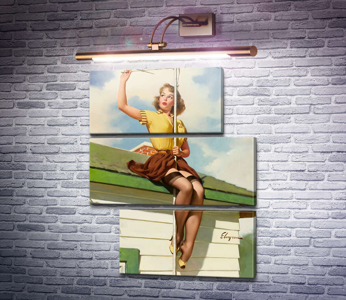 Модульна картина На даху будинку (Модуль №16) Джил Елвгрен (Gil Elvgren)