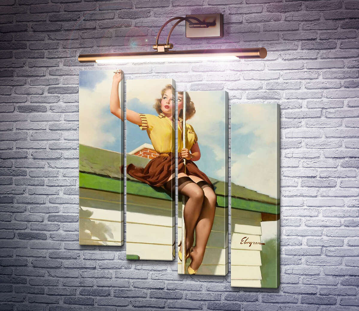 Модульна картина На даху будинку (Модуль №19) Джил Елвгрен (Gil Elvgren) Модульна картина На даху будинку (Модуль №19) Джил Елвгрен (Gil Elvgren)